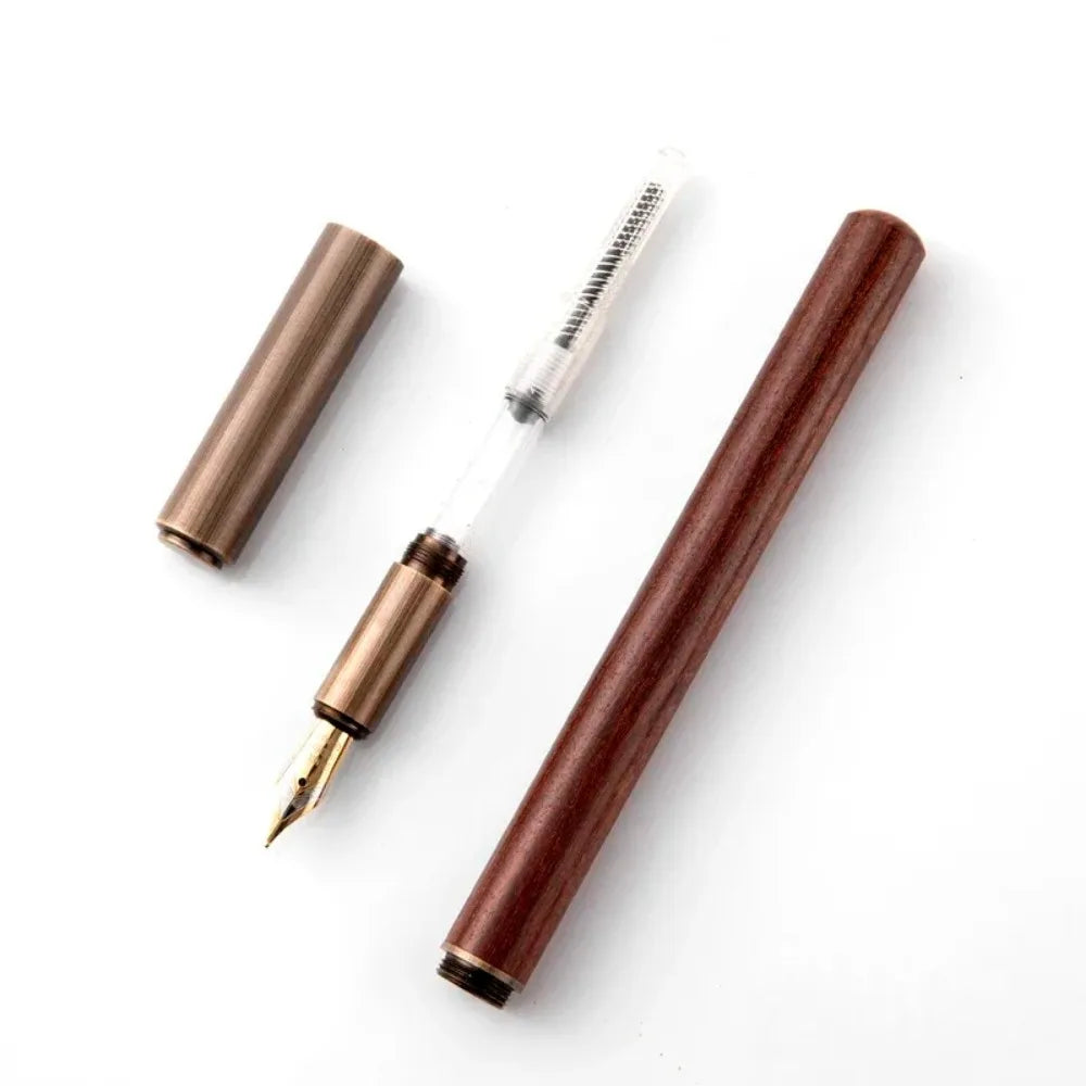 Retro Wood Bronze Fountain Pen 0.5mm Luxury Calligraphy & Office Writing Gift