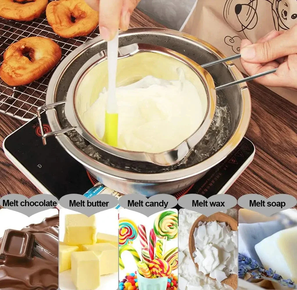 Stainless Steel Double Boiler Wax Melting Pot – Candle Making DIY Starter Kit (600ml/20oz & 900ml/30oz Options)