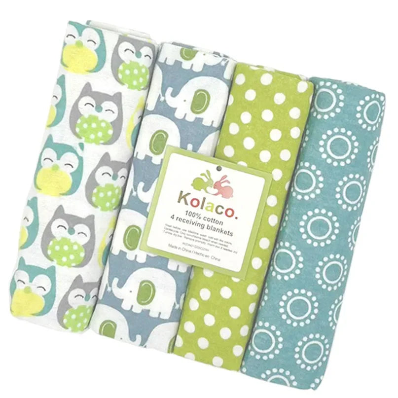 4-Pack 100% Cotton Receiving Baby Blankets 30 x 30 in (76 x 76 cm) Supersoft Newborn Swaddle