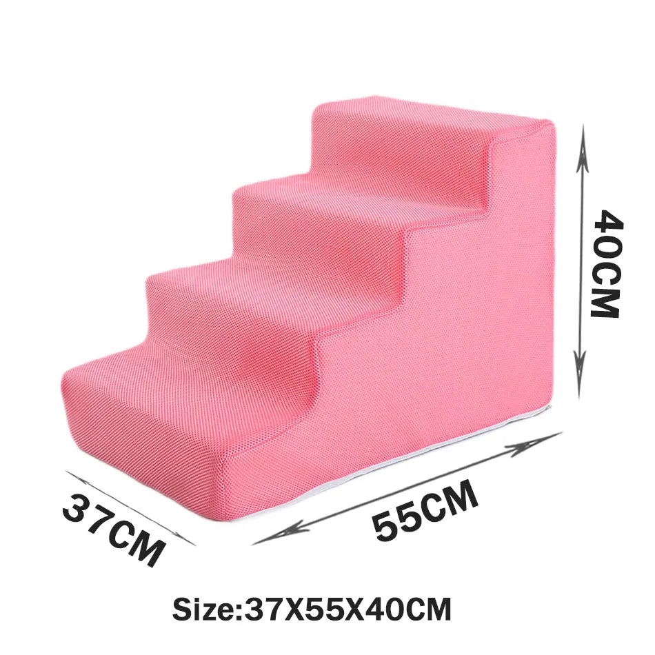 Pet Stairs for Dogs & Cats — 2/3/4-Step Detachable Sponge Ramp, Washable Waterproof Pet Ladder