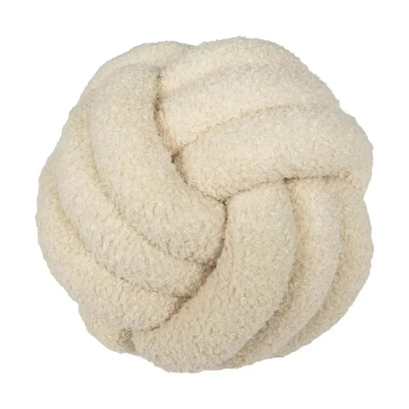 Aesthetic Knotted Ball Plush Cushion - Nordic Round Throw Pillow for Sofa & Bed, 22/28 cm (8.7/11 in)
