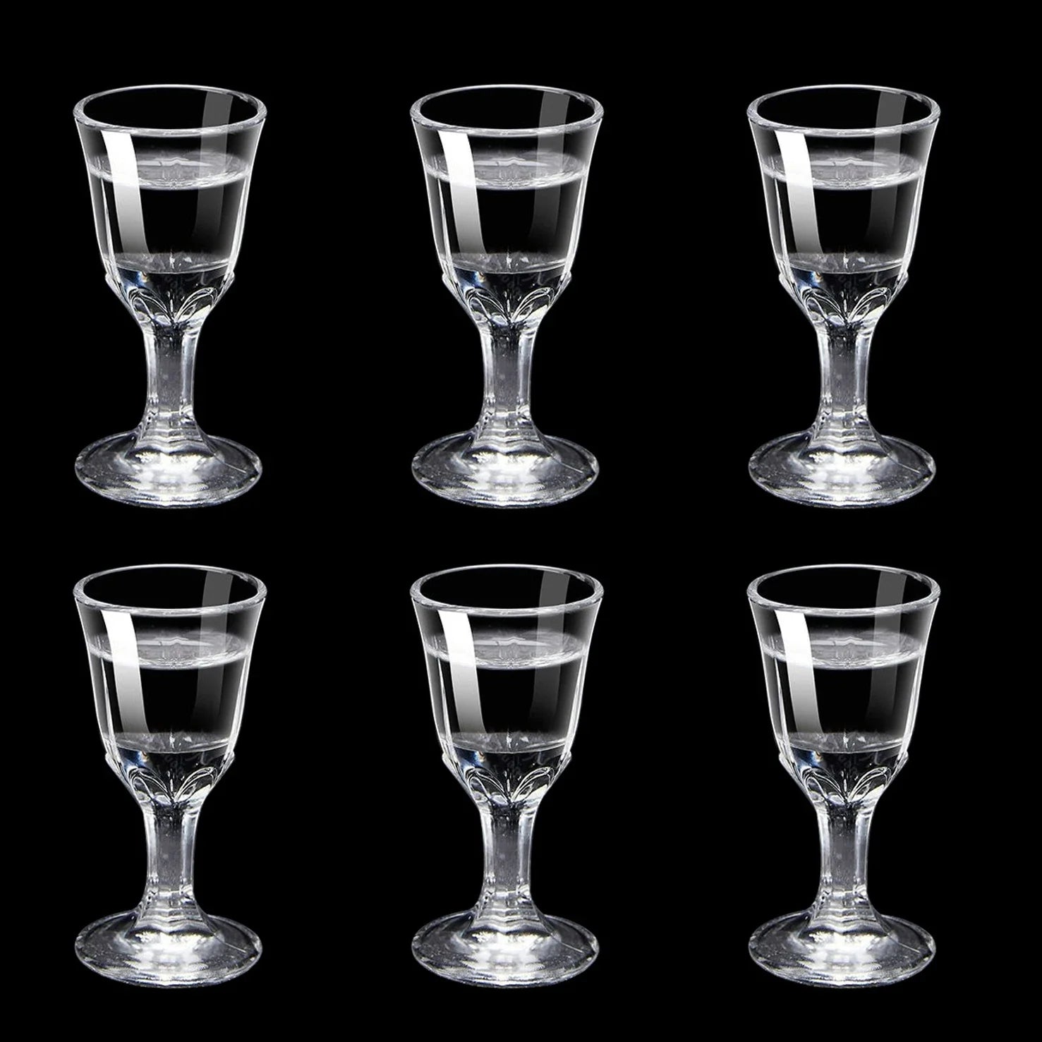 6-Pack Mini Stemmed Shot Glasses Assorted 10/15/25 ml (0.34/0.51/0.85 oz) Clear Mini Wine Cups for Liquor, Sake & Parties