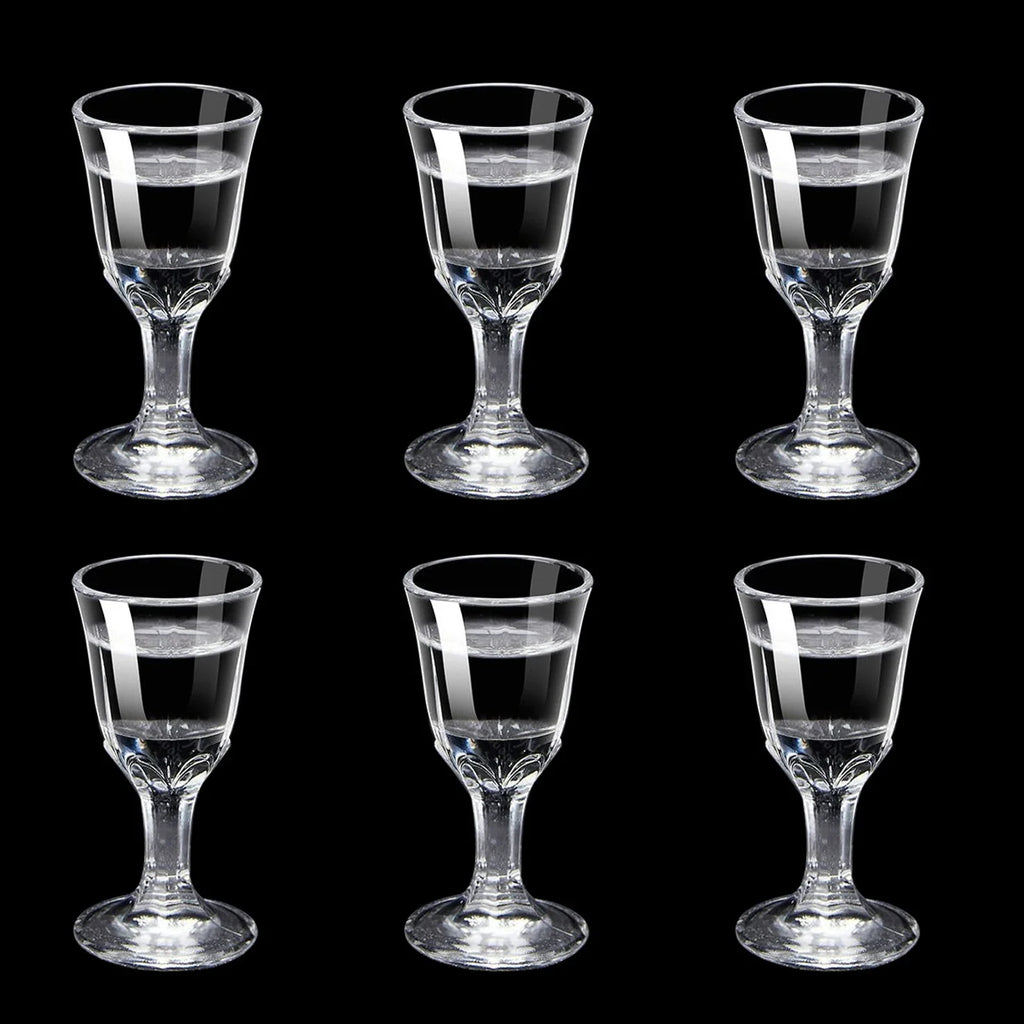 6-Pack Mini Stem Shot Glasses Set — 10/15/25 ml (0.34/0.51/0.85 fl oz) Clear Glass Mini Wine Cups for Sake & Spirits