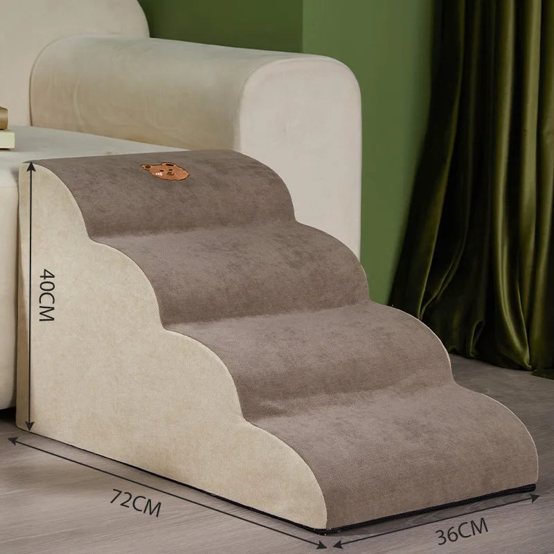 2-Step Pet Stairs for Small & Senior Dogs, Anti-Slip Coral Fleece Ramp with Removable Zipper Cover (36 x 40 x 30 cm | 14.2 x 15.7 x 11.8 in)