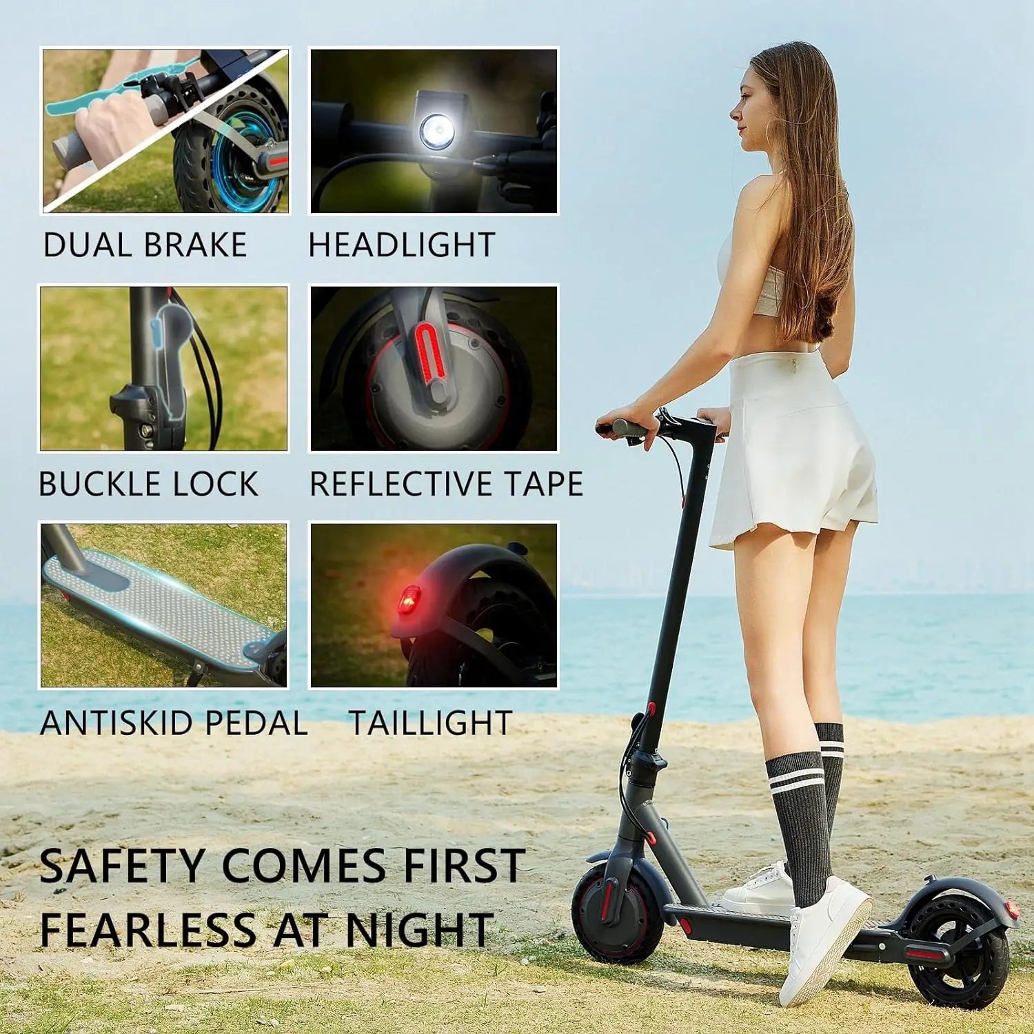 Foldable Electric Scooter 350W 36V, 21 Mile (34 km) Range, 19 MPH (30 km/h), 8.5-inch (216 mm) Tires, Disc Brake, App Control