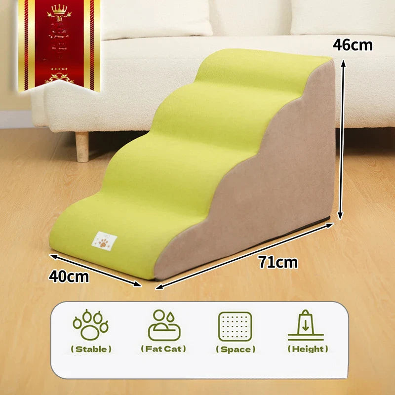 2/3-Step Pet Stairs Ramp for Dogs and Cats – Memory Foam with Removable Washable PU Cover, Sofa Trainer Stairs