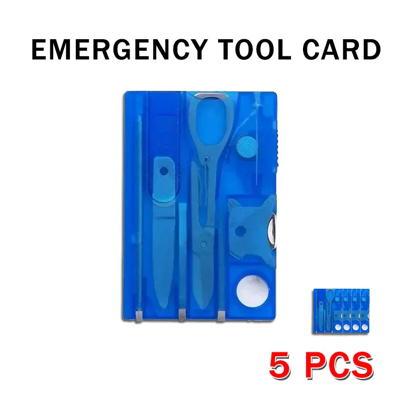 Credit-Card Multi-Tool Survival Card — Portable 5.5 × 8 cm (2.17 × 3.15 in) Pocket Emergency Tool with Screwdriver, Compass & Bottle Opener for Camping