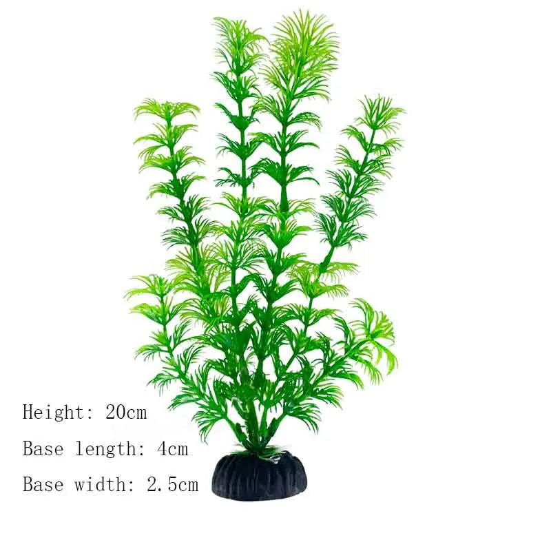Artificial Aquarium Plants – Plastic Underwater Green Shrubs with Resin Base, Fish Tank Decoration
