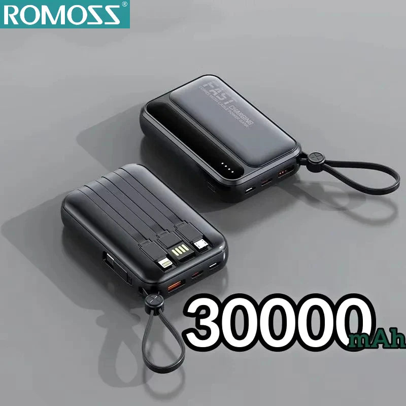 4-in-1 Portable Power Bank with Built-In Cables & LED Digital Display — 10,000/30,000/50,000mAh, 120W Fast Charge