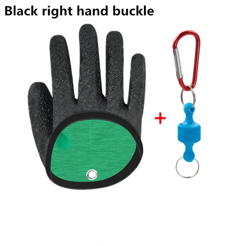 Waterproof Anti-Cut Fishing Gloves - Full-Finger Non-Slip Latex Grip with Waist Hook (Left/Right)