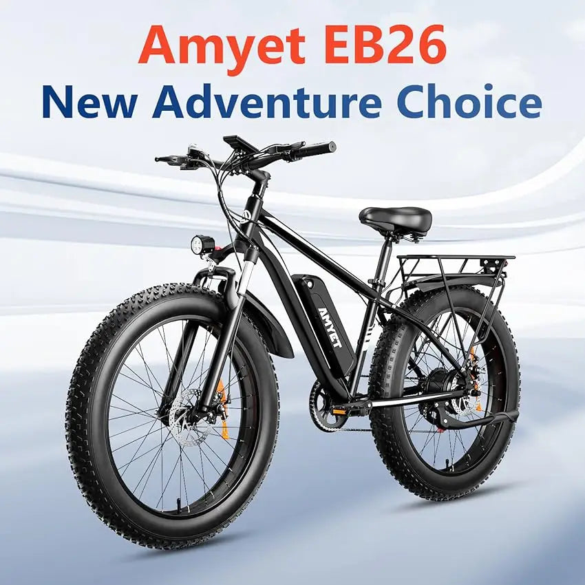 1000W 48V 15Ah Electric Fat Tire Mountain Bike — 26-inch x 4-inch (66×10 cm), Dual Suspension, 28 mph, Removable Battery, 330 lb Capacity