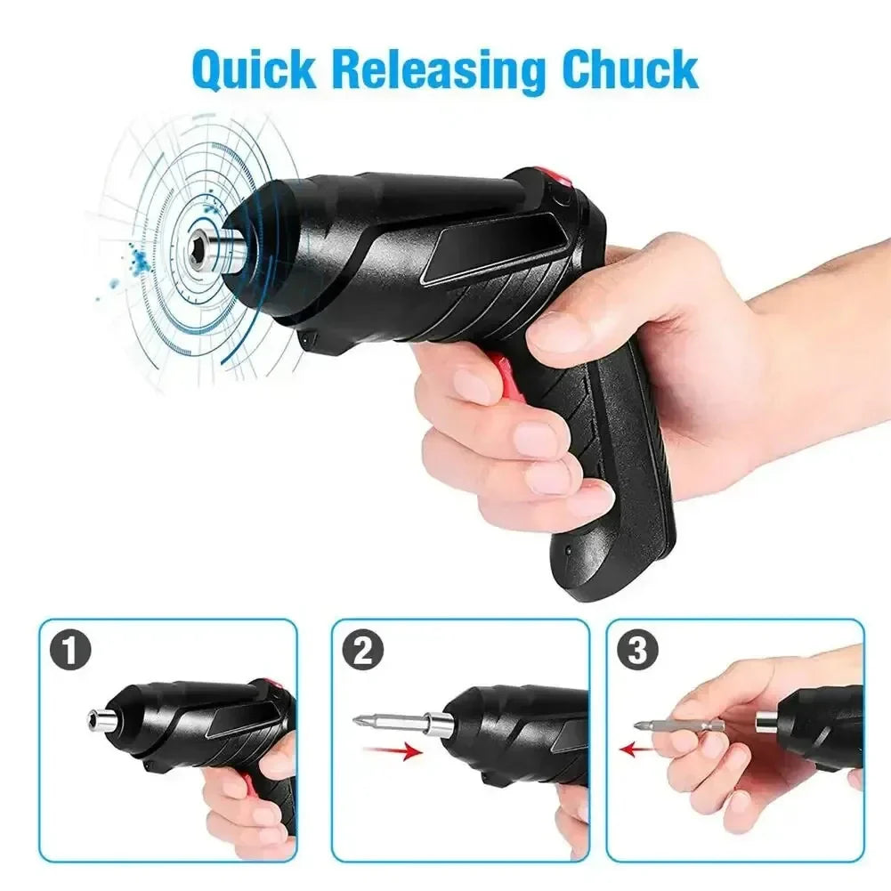 47-Piece 3.6V Cordless Electric Screwdriver Set — 1800mAh Rechargeable USB Portable Home Repair Kit