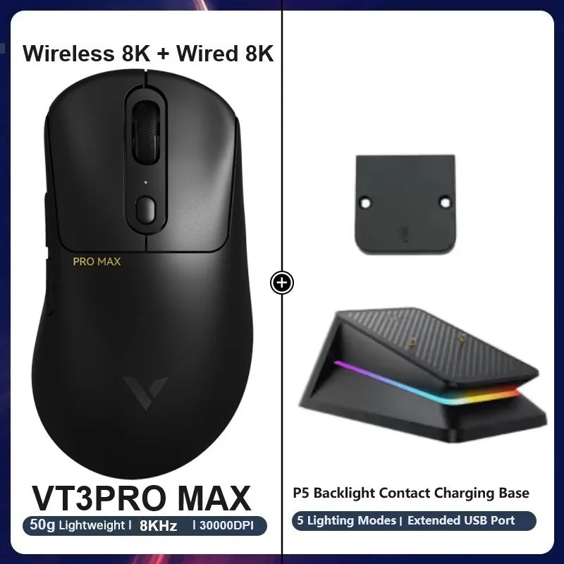 Wireless Gaming Mouse 59g (2.08 oz) Ultra-Light 8KHz (8000Hz) Polling 26,000 DPI 9 Programmable Buttons Ultimate Optical Sensor