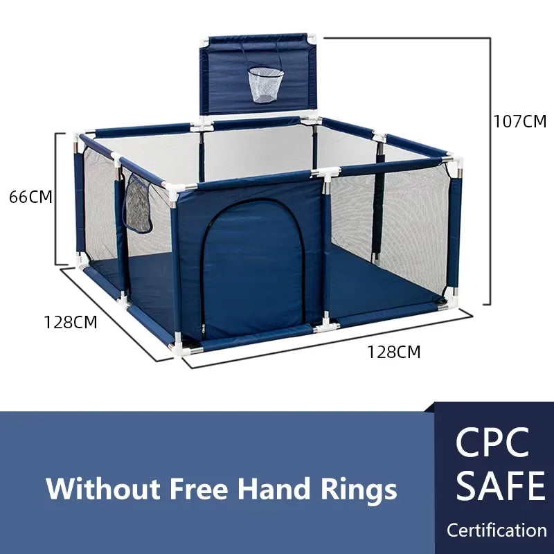 Baby Playpen Indoor Play Yard with Basketball Hoop, Activity Fence for Toddlers