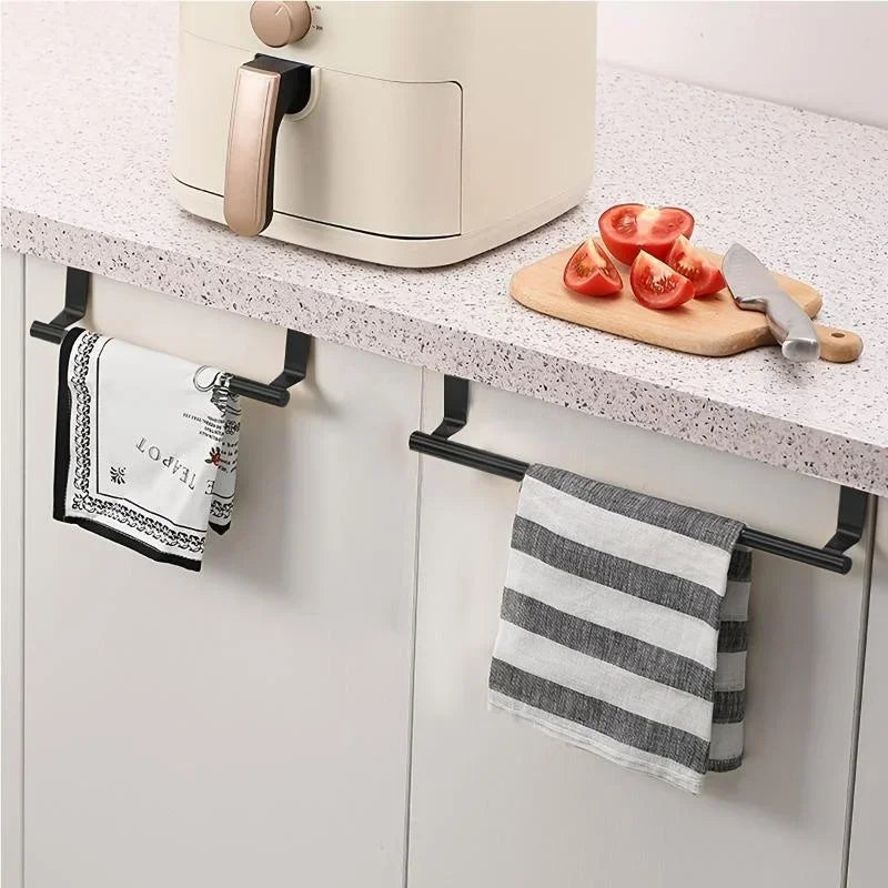 Stainless Steel Over-Cabinet Towel Bar - No-Drill Over-Door Towel Rack for Kitchen & Bathroom (9.4"/24 cm, 14.2"/36 cm)