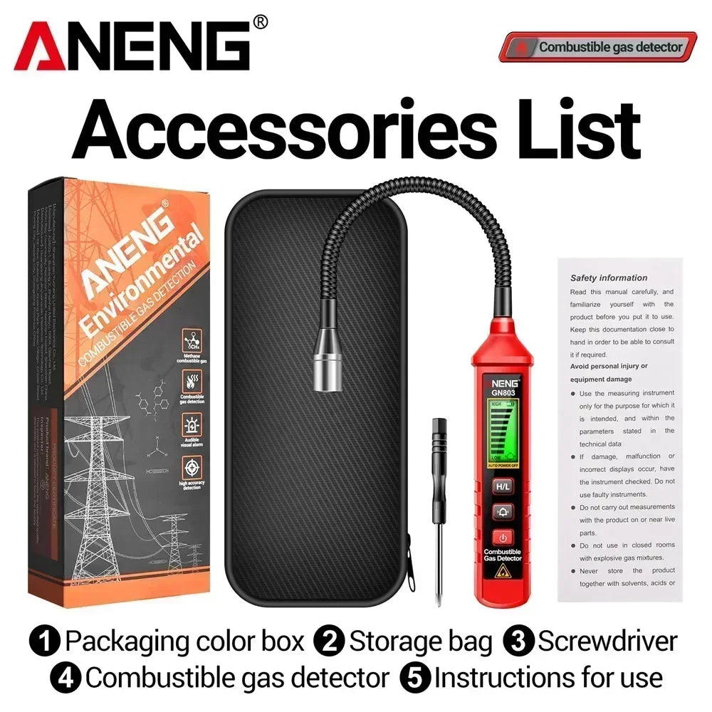 Handheld Methane & Combustible Gas Leak Detector — Portable Gas Concentration Meter with LCD, Audible Alarm & Vibration