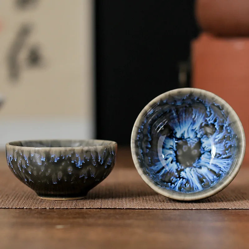 45ml (1.5 fl oz) Mini Jianzhan Kiln-Glazed Ceramic Tea Cup Kung Fu Teacup & Espresso Cup