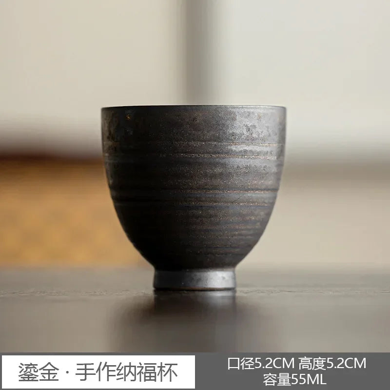 Japanese Style Rough Pottery Espresso & Gongfu Tea Cup Retro Ceramic Mug for Office and Home