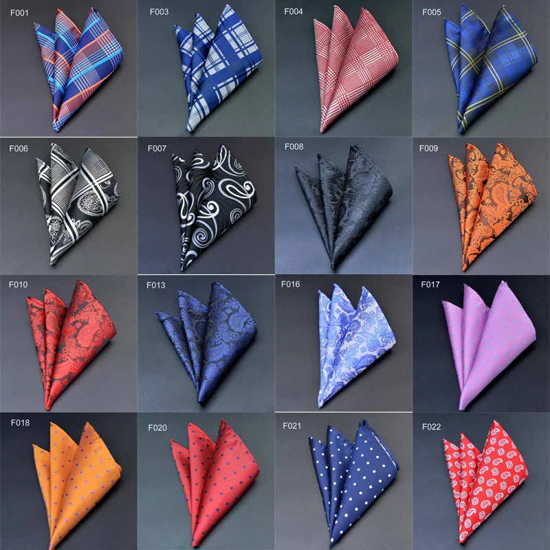 Men's Pocket Square 41 Colors - Plaid Dot Paisley Polyester Handkerchief 25 x 25 cm (9.8 x 9.8 in)