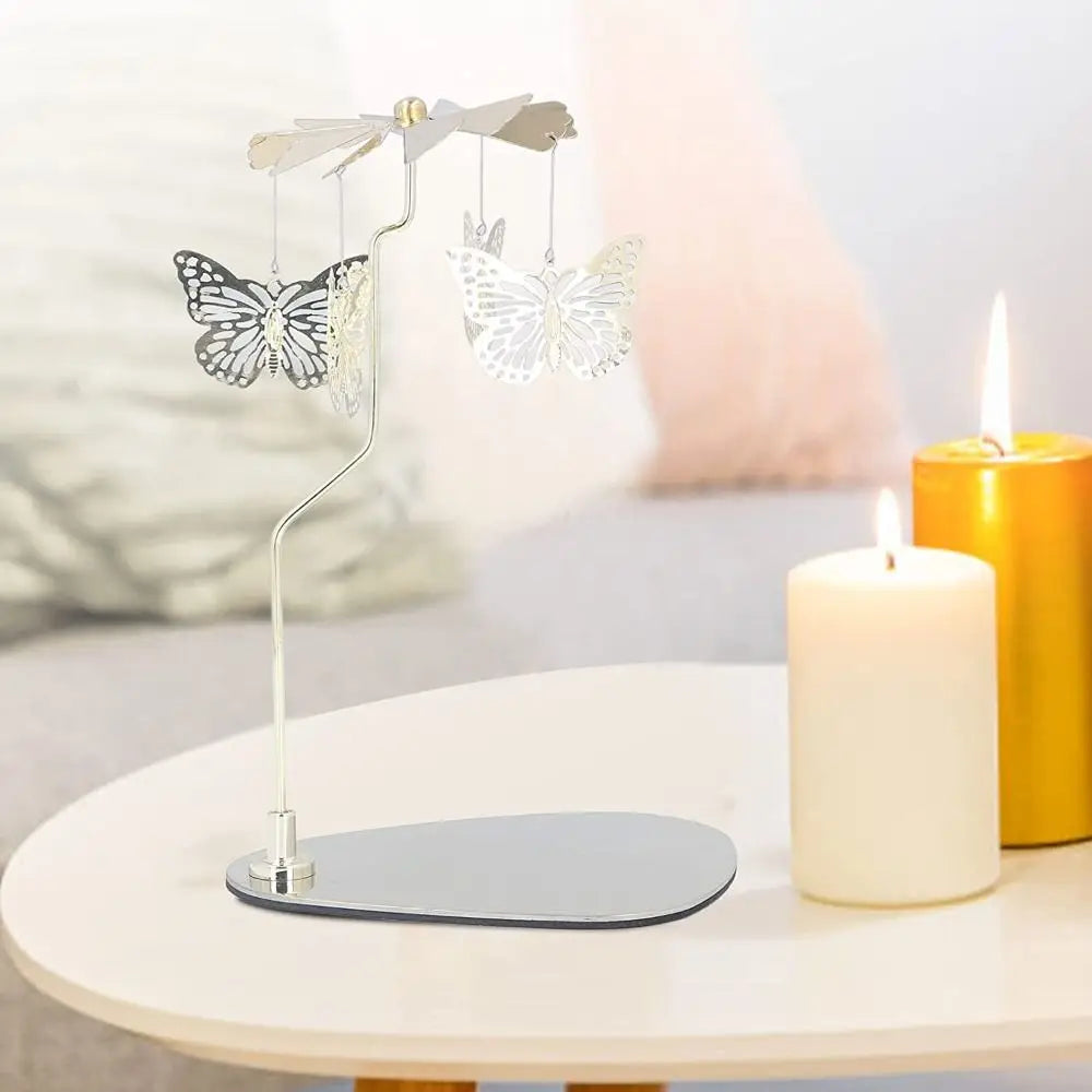 Carousel Candle Spinner Rotating Tealight Holder for Wedding, Christmas & Home Office Decor – Gold, Silver