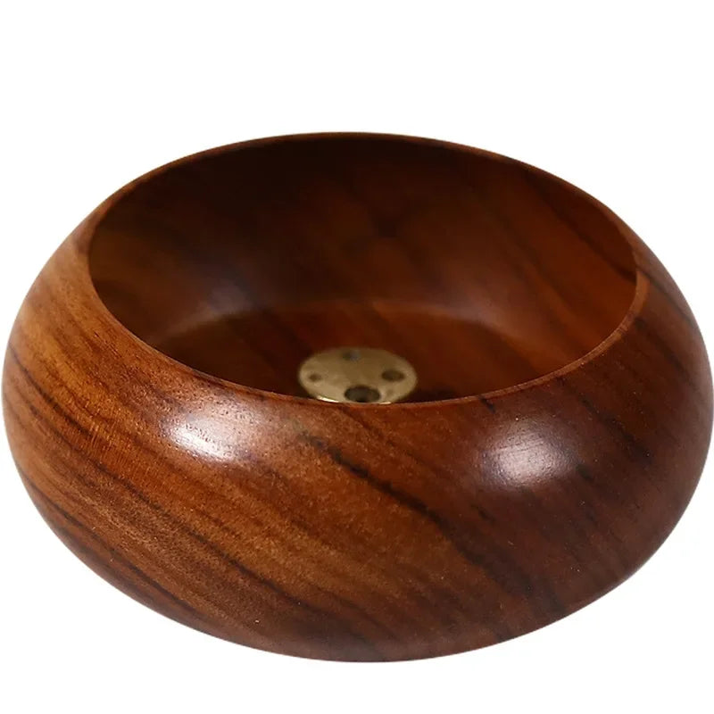 Rosewood Mini Incense Holder Bowl, 4-Hole Wooden Stick Incense Burner for Home Decor & Aromatherapy