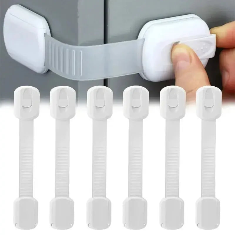 Adjustable Baby & Childproof Cabinet Safety Lock — Adhesive Drawer Latch Strap for Cabinets, Drawers & Appliances