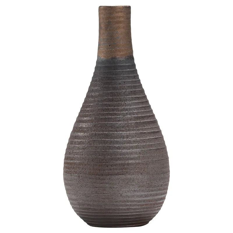 Handmade Antique Ceramic Vases - Modern Minimalist Tabletop Vase for Living Room, Shelf & Mantel
