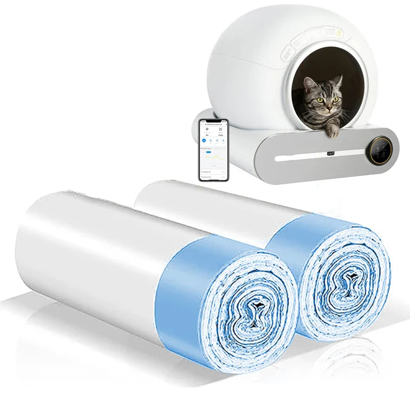 Cat Poop Bags for Automatic Litter Box — 2/5/10 Roll Pack (15 Bags per Roll) Eco-Friendly Pet Waste Bags