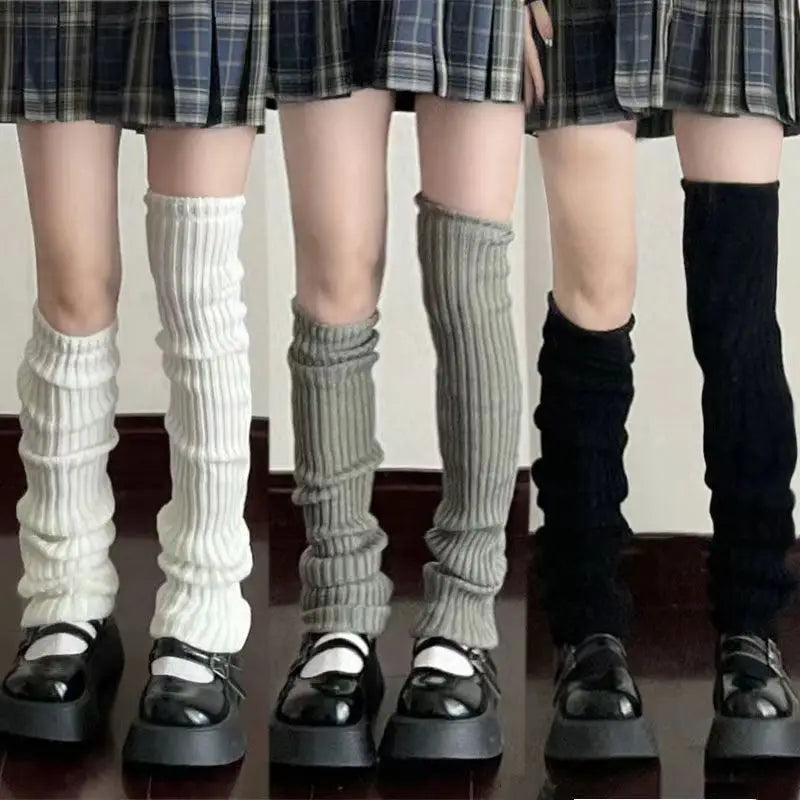 Y2K Fluffy Knit Leg Warmers for Women — Gothic Lolita Arm & Boot Covers, Lengths 40/50/70/75 cm (15.7–29.5 in), Black White