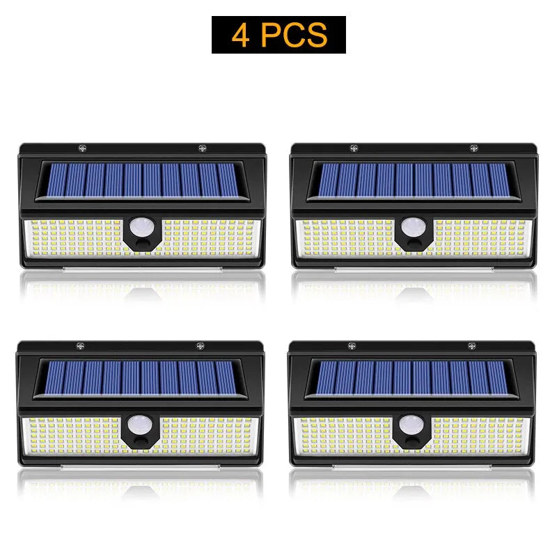 190 LED Solar Wall Light Outdoor – IP65 Waterproof Motion Sensor, 4 Modes for Garden Yard Pathway Door