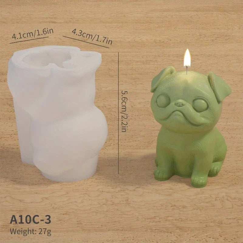 DIY Dog Silicone 3D Mold for Candles, Resin, Soap & Fondant — 3.0×2.2×2.2 in (7.5×5.5×5.5 cm)