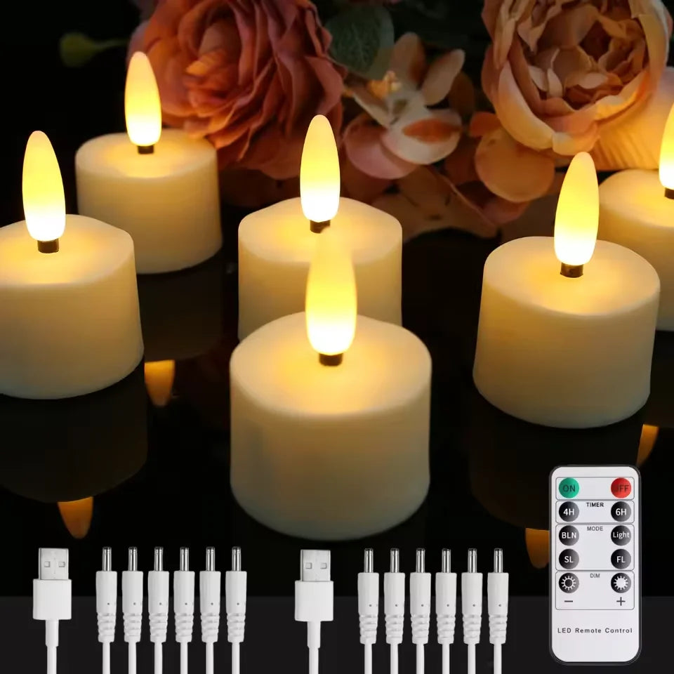 Rechargeable LED Tea Light Candles - 6/12/18/24-Pack Flameless Flickering Tea Lights for Home Decor & Gifts