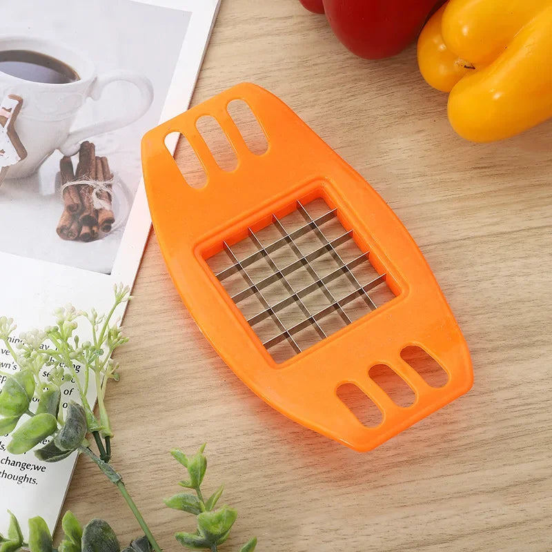 French Fry Cutter Potato Slicer – Vegetable Chopper for Homemade Chips, Metal Blades with ABS Handle (6.7 x 3.9 in / 17 x 10 cm)