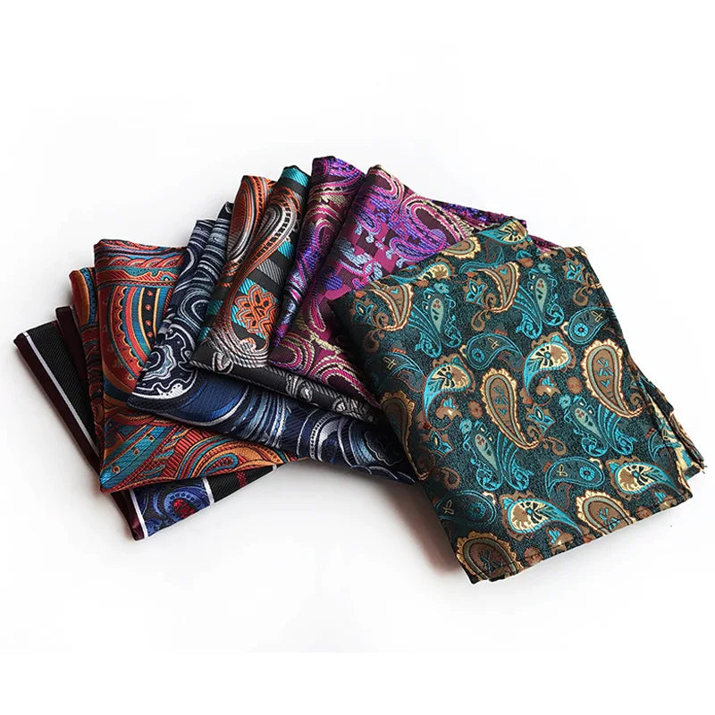 41 Colors 25 x 25 cm (9.8 x 9.8 in) Men's Pocket Square Handkerchief - Paisley, Dot & Stripe Wedding Hanky