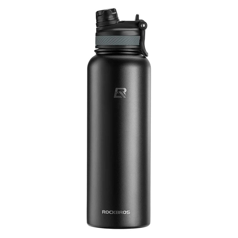 Insulated Stainless Steel Cycling Water Bottle — Vacuum Thermos 550/650/1000/1200ml (18.6/22/33.8/40.6oz) with Carry Handle