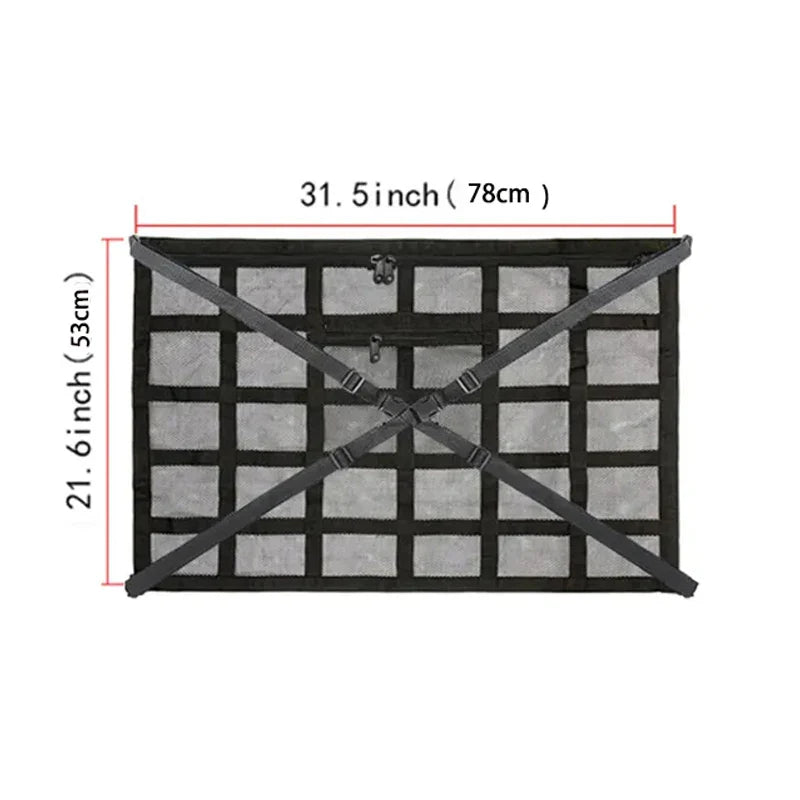 Car Roof Storage Bag Breathable Mesh Ceiling Cargo Net Interior Organizer
