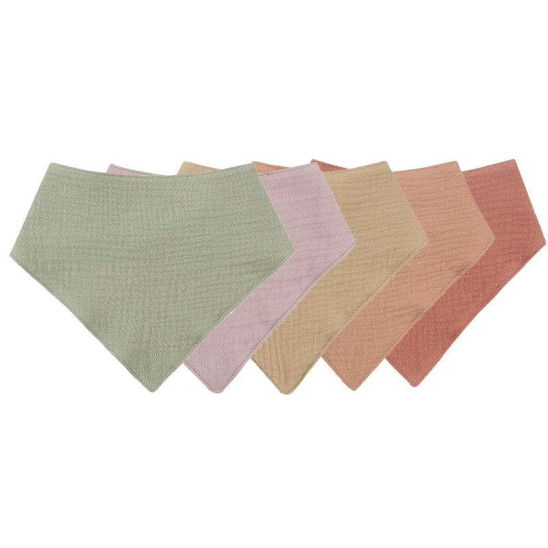 Baby Cotton Bandana Bibs - Triangle Burp Cloths for Feeding & Drool, 16.5 x 7.5 in (42 x 29 cm) - 3/4/5-Pack Unisex