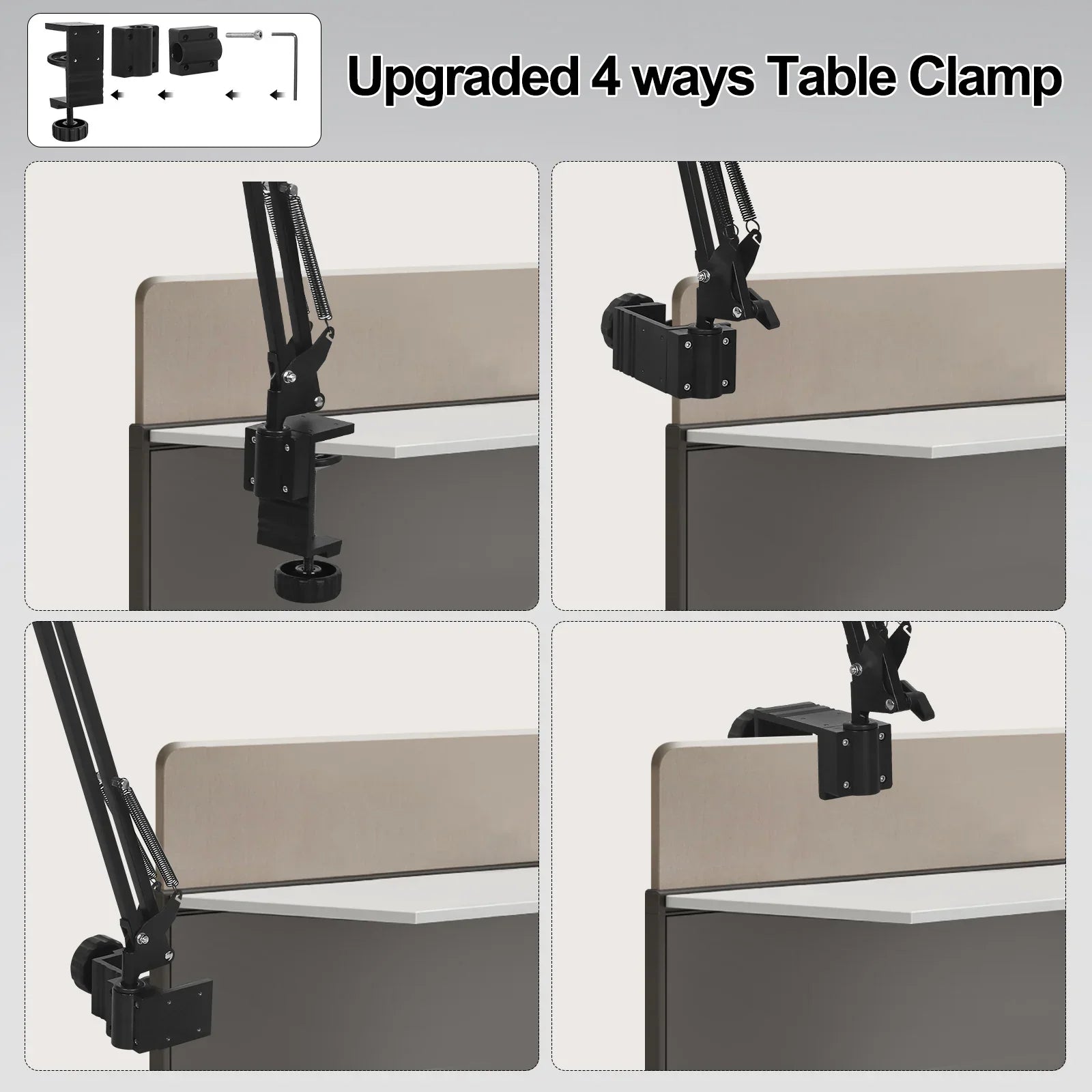 Adjustable Swing-Arm Magnifying Lamp 5X/10X with 110mm Lens, 5-Color Touch LED Clamp Light for Reading Jewelry Repair Electronics