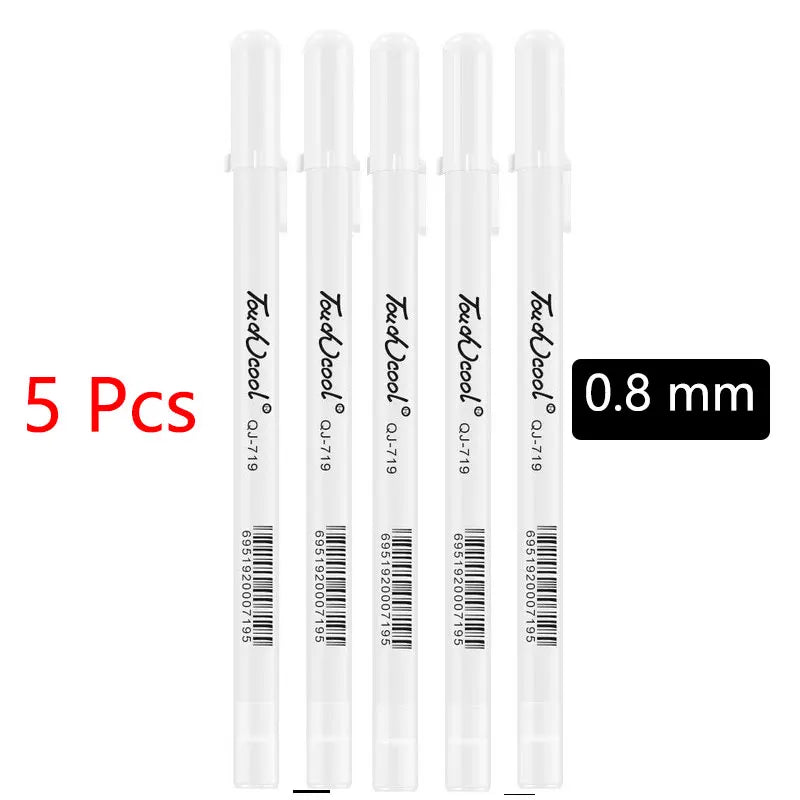 White Opaque Oily Waterproof Gel Marker Pen - Multi Nib Sizes 0.8/1.0/2.0/2.8mm for DIY, Graffiti, Sketching