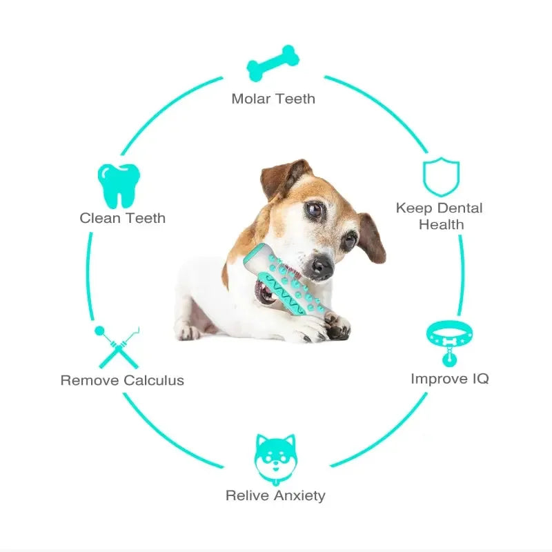 Dog Dental Chew Toy - TPR Silicone Tooth Cleaning Stick for Puppy Teething & Fresh Breath, 5 x 15 cm (2 x 5.9 in)