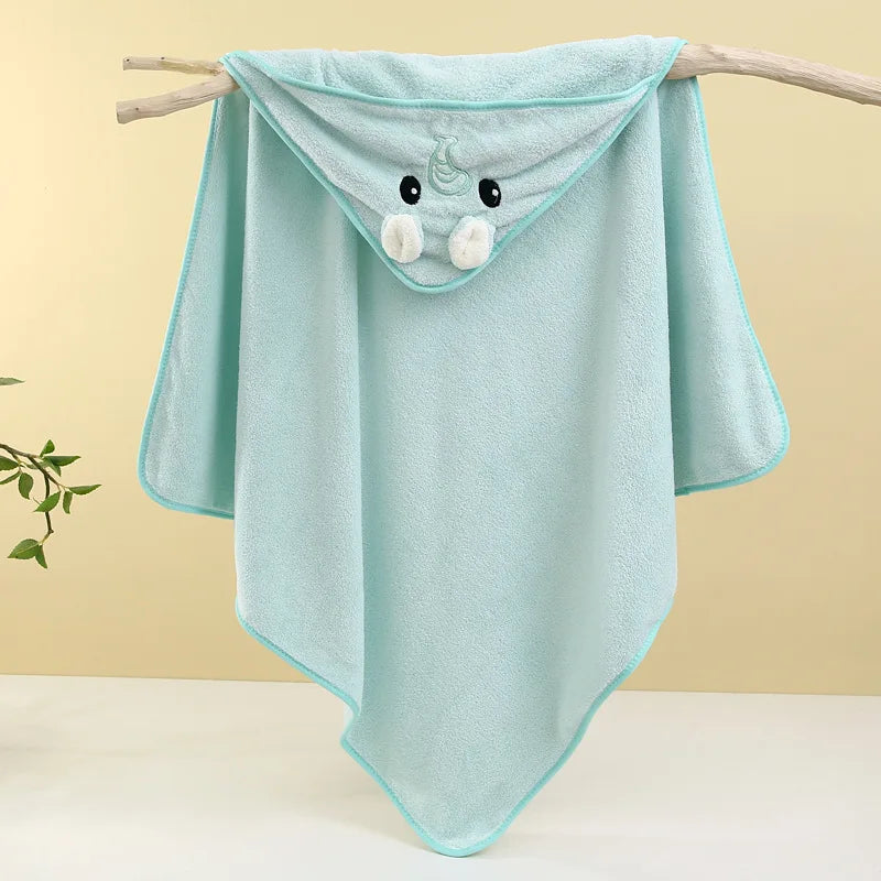 Toddler and Baby Hooded Towel Super Soft Coral Velvet Bathrobe Swaddle Wrap for Newborns and Kids