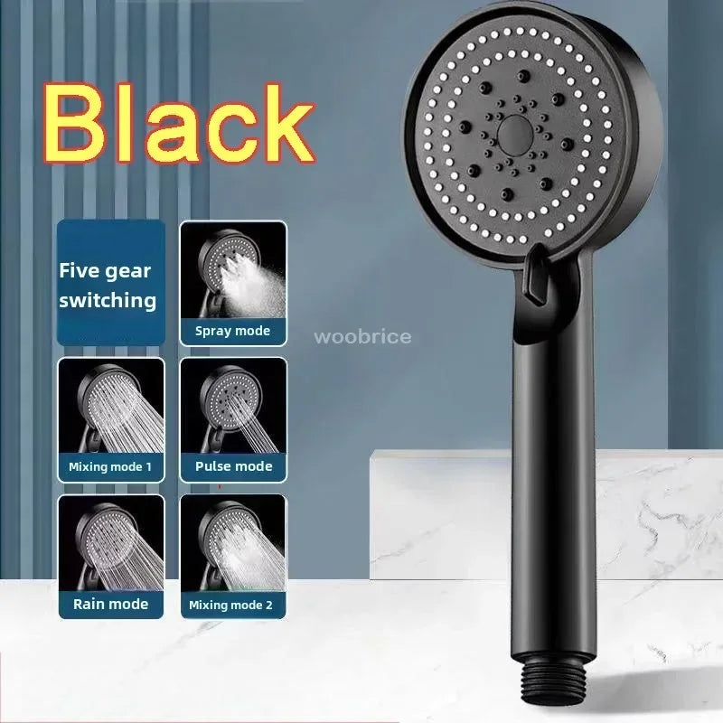 5-Mode High Pressure Handheld Shower Head — Water-Saving G1/2 Universal Silicone Nozzles