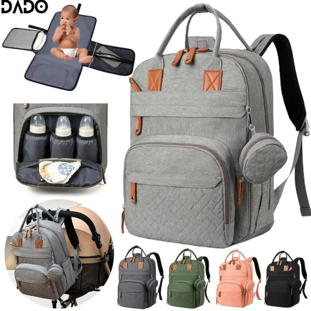 Waterproof Diaper Bag Backpack for Moms – Multi-Pocket Baby Travel Tote with Changing Pad & Stroller Straps