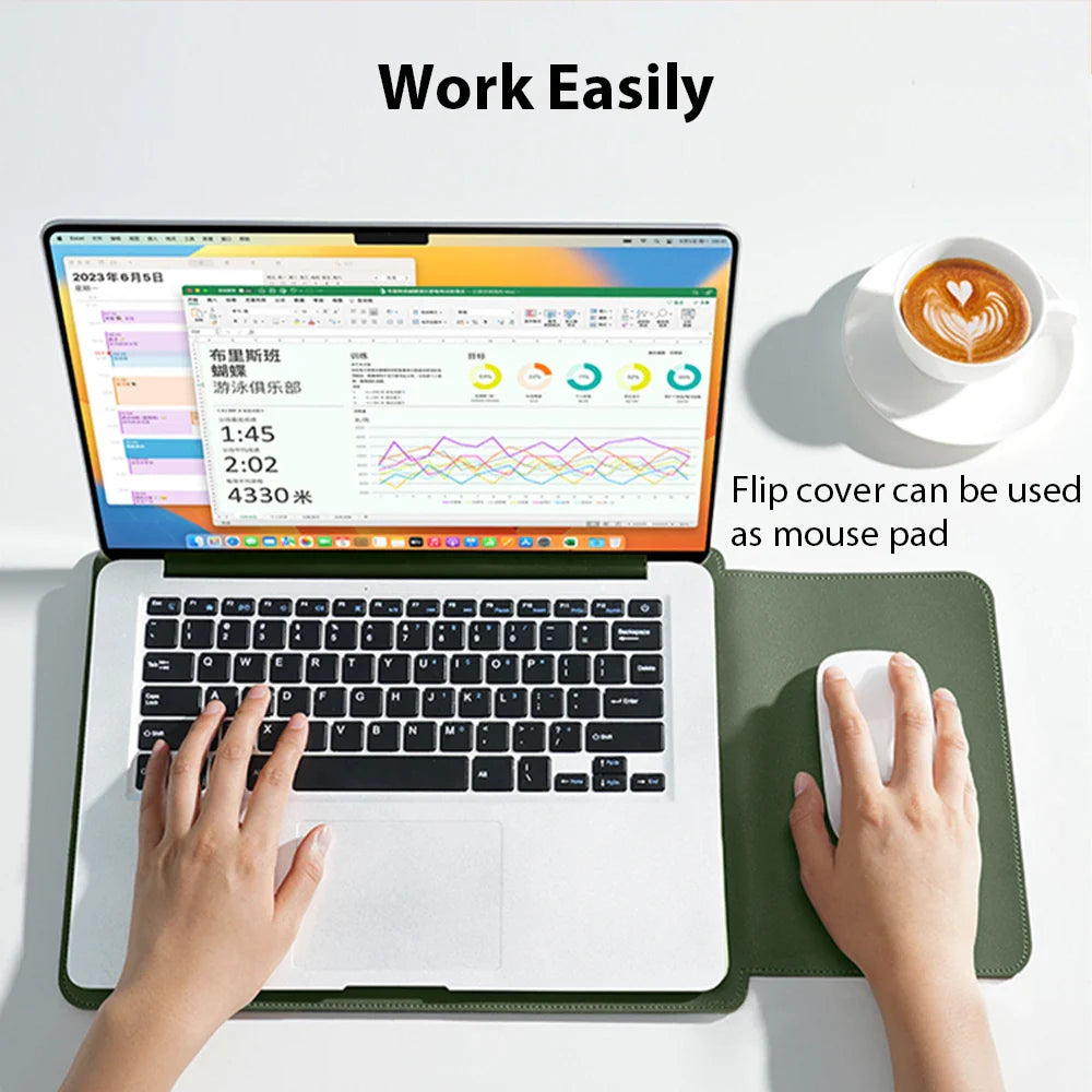 Waterproof PU Laptop Sleeve 11–16 Inch (26–40 cm) Convertible Mouse Pad | Thin Lightweight Notebook & Tablet Sleeve