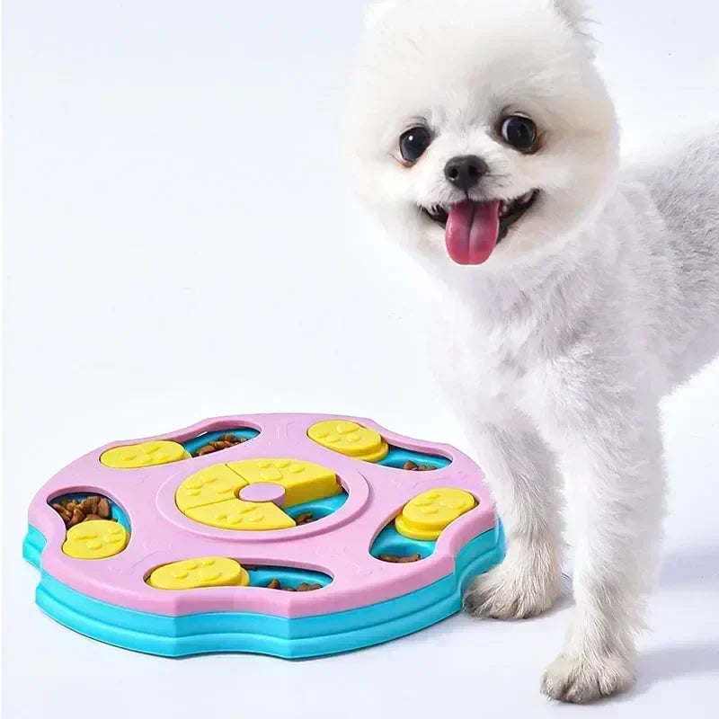 Interactive Dog Puzzle Slow Feeder Bowl - Anti-Slip Food Dispenser to Slow Eating & Boost Puppy IQ for Dogs & Cats