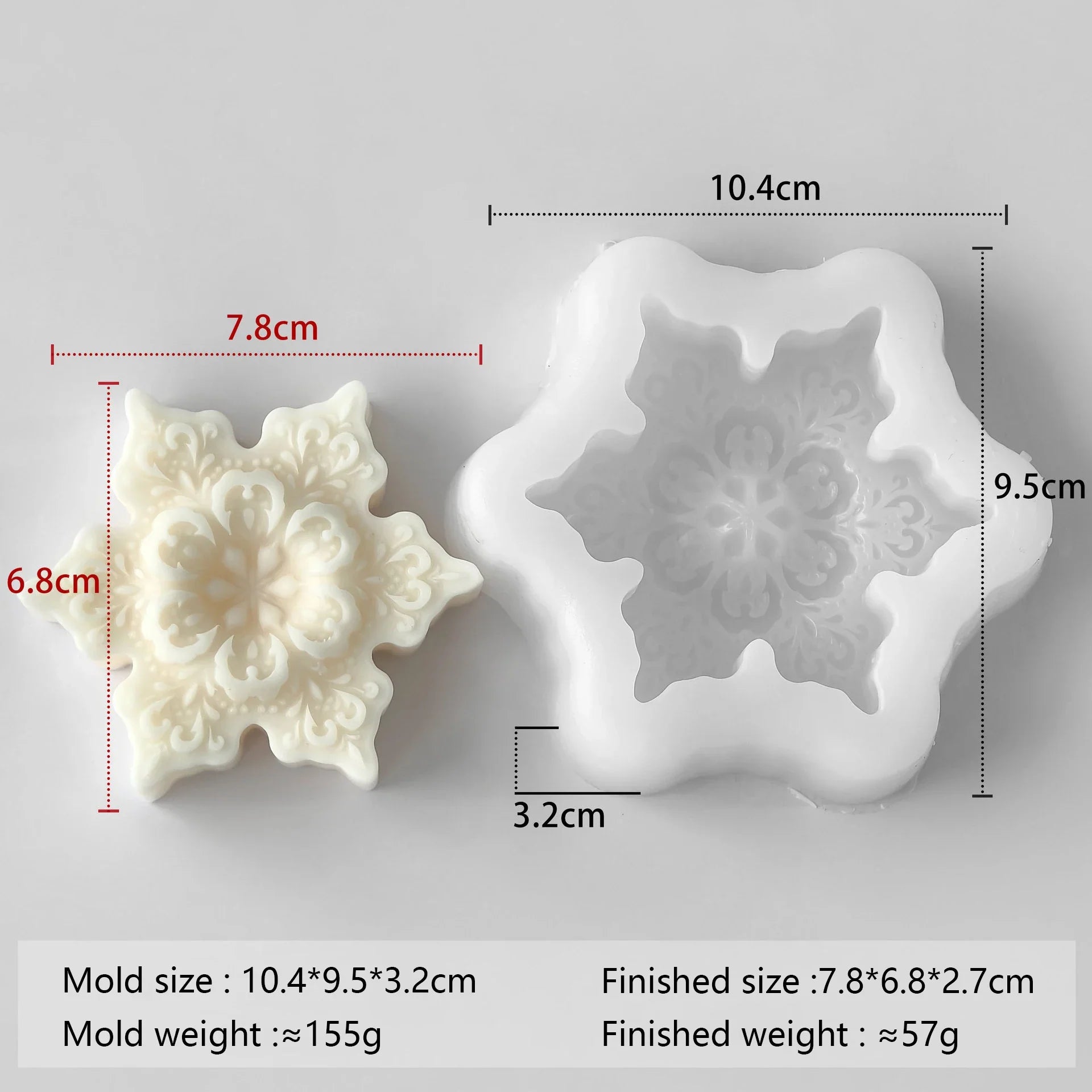 3D Snowflake Silicone Mold - DIY Candle, Soap & Wax Melt Mold for Christmas Crafts, Aroma Stones & Holiday Home Decor