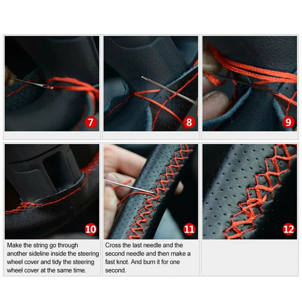 Universal Braided Microfiber Leather Steering Wheel Cover 15 in (38 cm) Wear-Resistant Grip