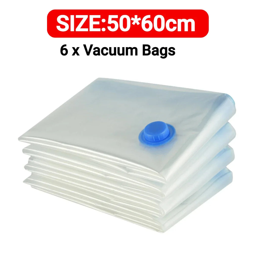 7 Sizes Reusable Vacuum Storage Bags with Mini Electric Pump – Space-Saving Compression Bags for Clothes, Bedding & Travel