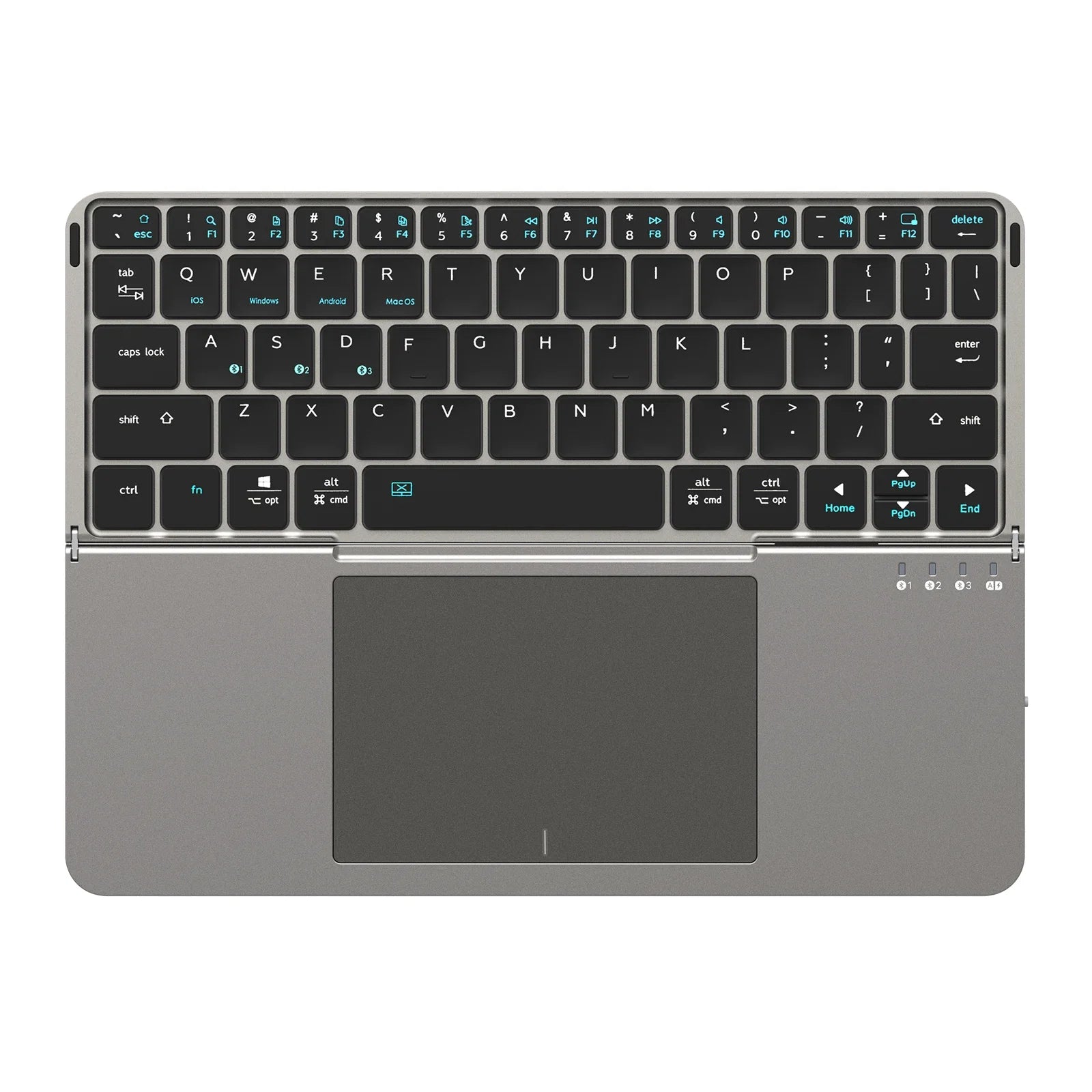 Foldable Bluetooth 5.0 Keyboard with Detachable Touchpad & Phone Holder — Compact 63-Key Wireless Keyboard for Phones, Tablets & Laptops