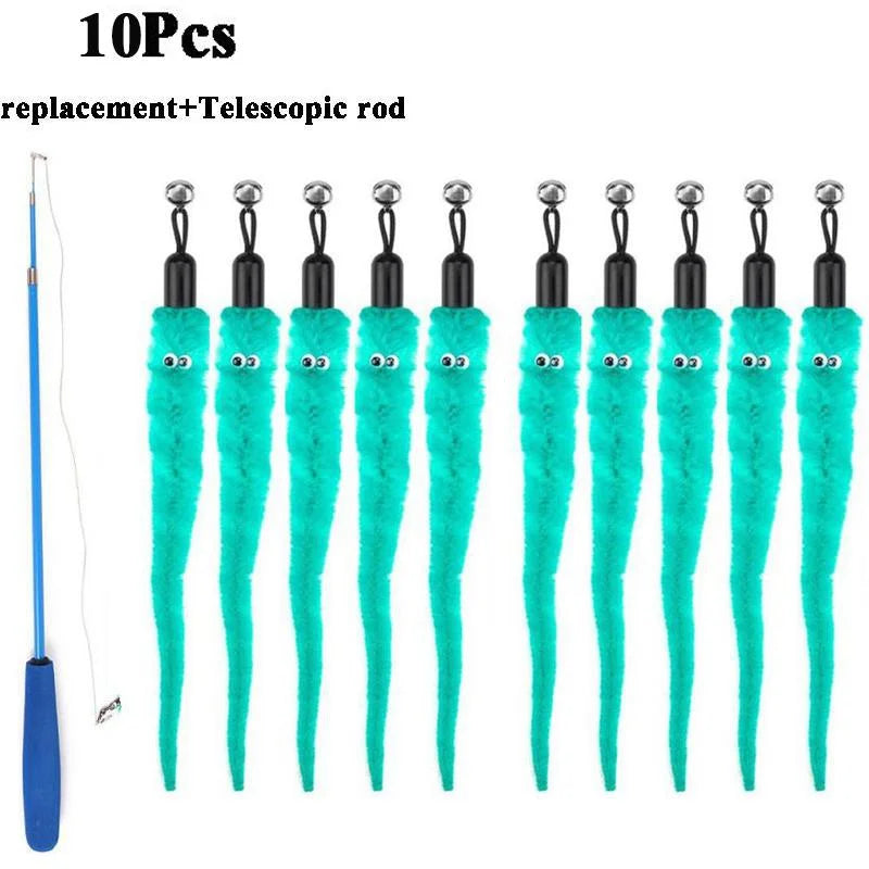 Plush Caterpillar Replacement Heads for Cat Wand, Interactive Plush Worm Toy Accessory, Pack of 5/6/10/11